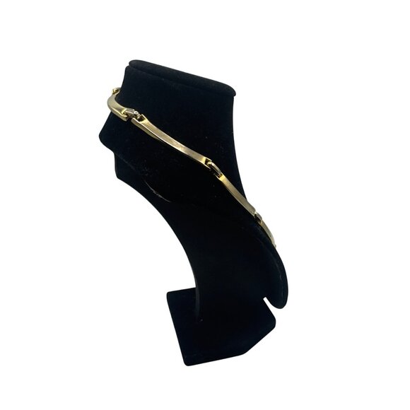 Gold Tone Cubic Zirconia Necklace Elegant Statement Design - Picture 6 of 8